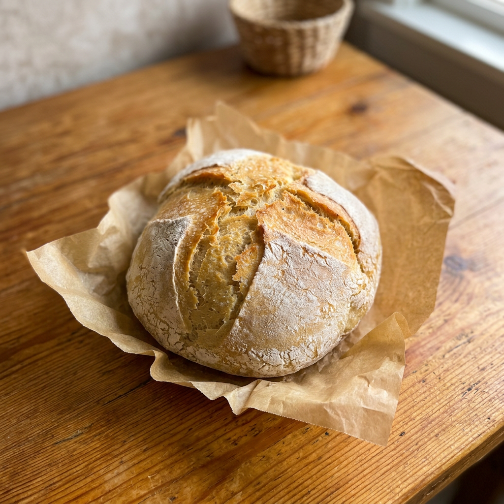 Cross-scored country sourdough loaf