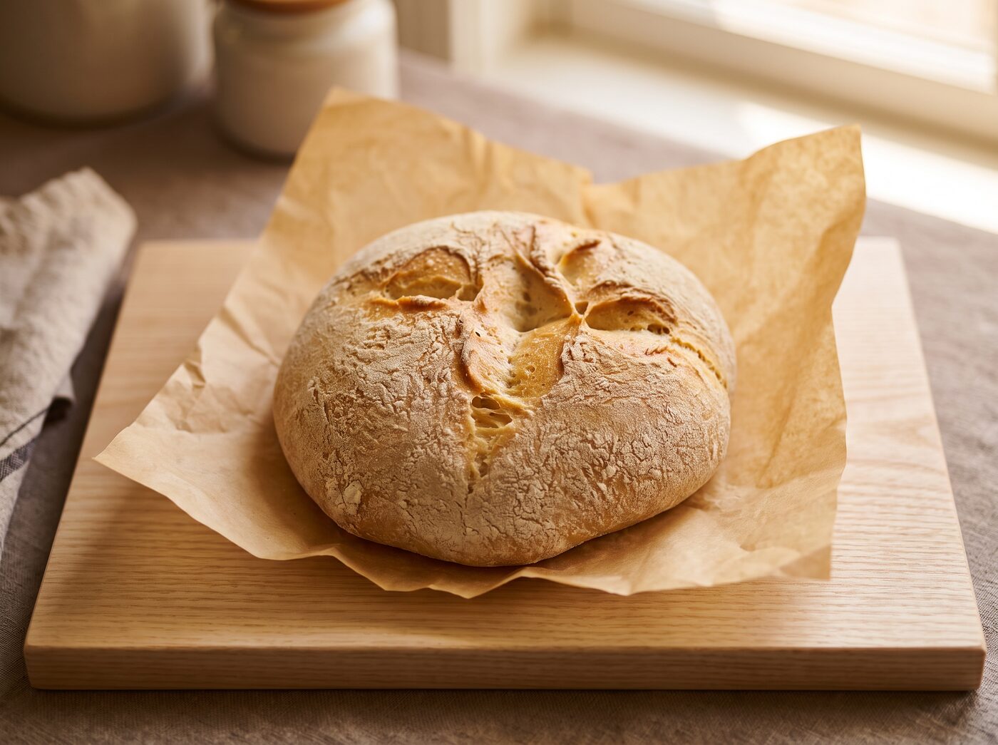 Scored artisan sourdough loaf