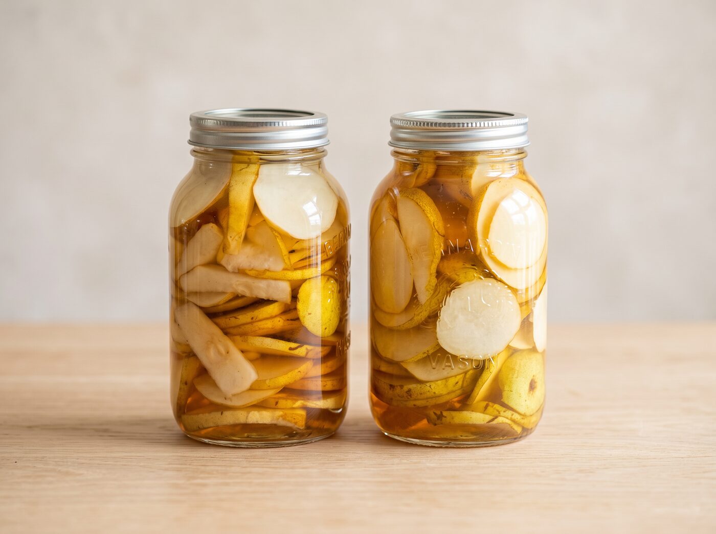 Jars of homemade pickles